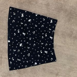 Black Mini Skirt with Flowers